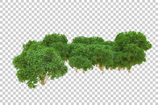 Foliage island isolated on white background 3d rendering illustration