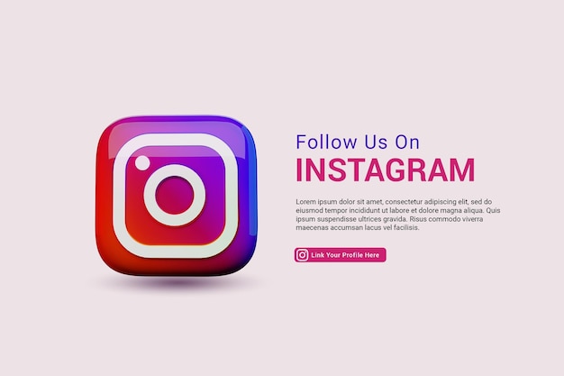 Подпишитесь и найдите нас в instagram glossy 3d render icon