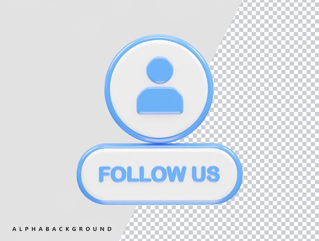 PSD follow button icon 3d rendering illustration