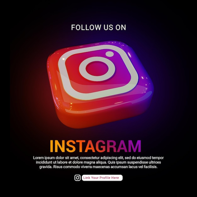 Follow and find us on instagram glossy 3d render icon