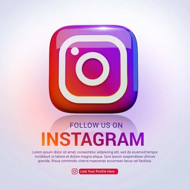 Follow and find us on instagram glossy 3d render icon
