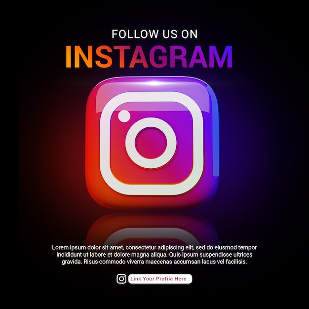 Segui e trovaci su instagram glossy 3d render icon