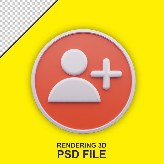 Follow icon in 3d render free psd