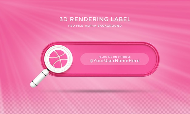 Follow me on dribbble social media lower third 3d design render icon badge template