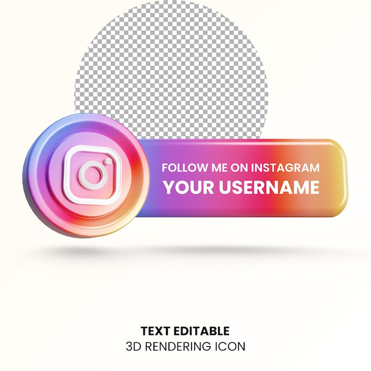 PSD instagram ラベル 3 d レンダリング ソーシャル メディアのロゴ アイコンでフォローしてください。