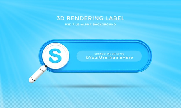 Skypeソーシャルメディアでフォローしてくださいローワーサード3dデザインレンダリングアイコンバッジテンプレート