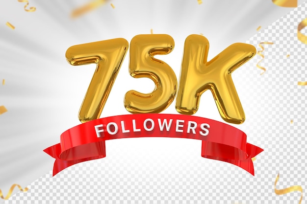 PSD follow number 75k gold 3d render