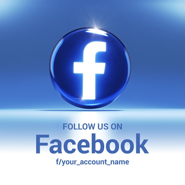 Follow us on facebook 3d render icon for boost promotion