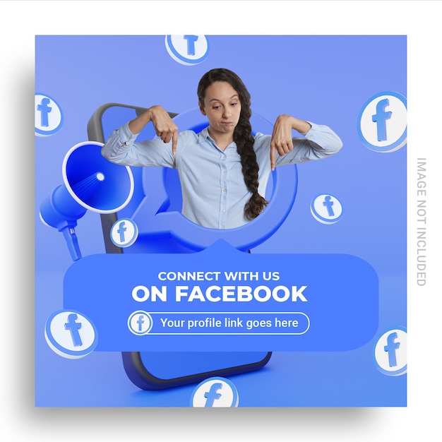 follow us on facebook social media banner with username box