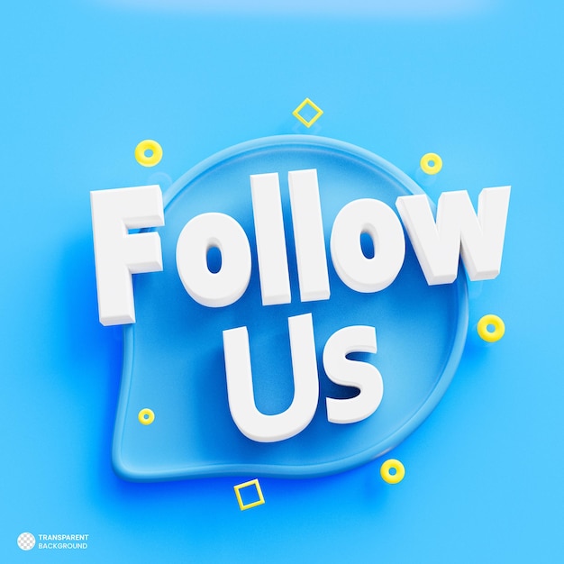 PSD follow us icon 3d render illustration