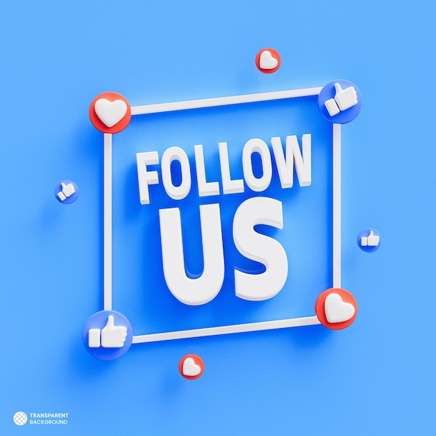 PSD follow us icon 3d render illustration