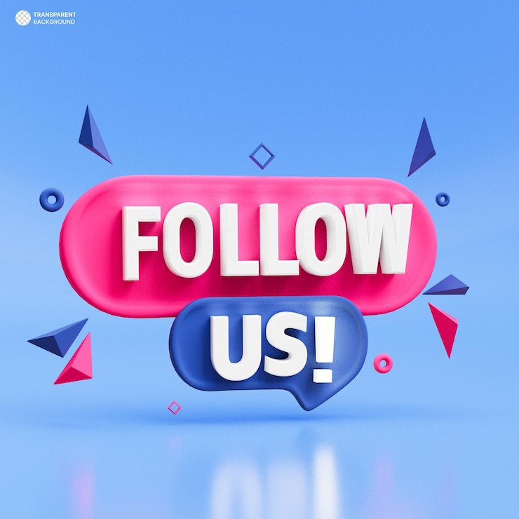 PSD follow us icon 3d render illustration