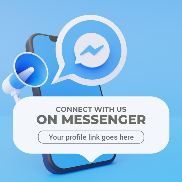 Follow us on messenger social media square banner