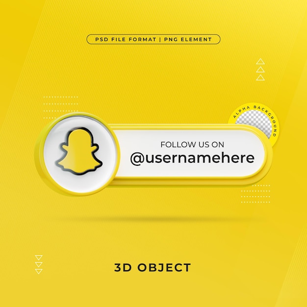 Follow Us On Snapchat Profile Social Media 3D Render Isolated for Composition