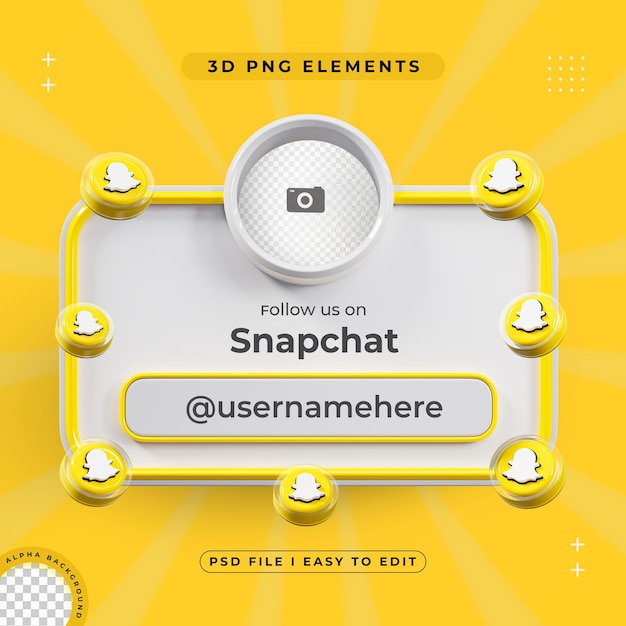Follow Us On Snapchat Profile Social Media 3D Render Isolated for Composition