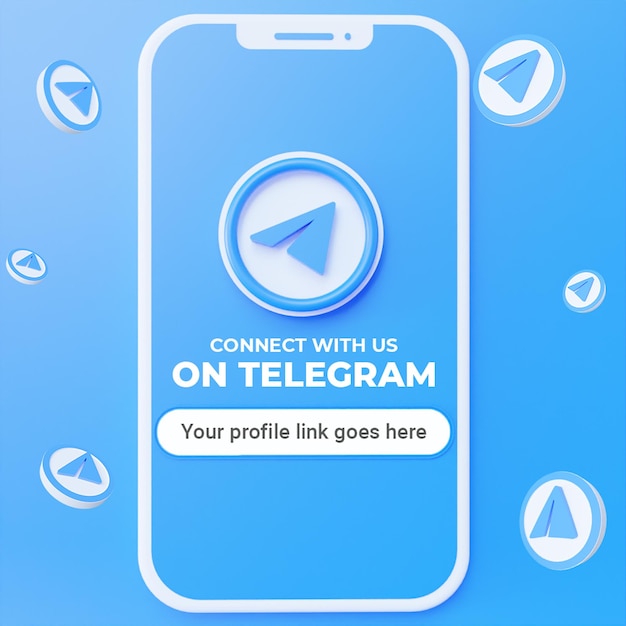 Follow us on telegram social media post mockup