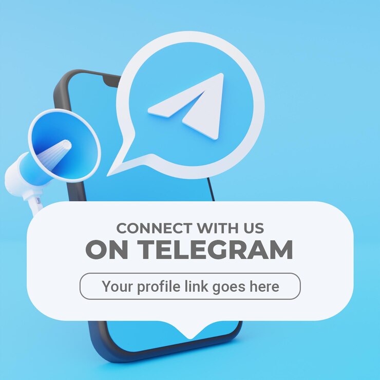 Follow us on telegram social media square banner