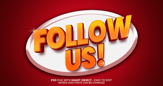 PSD follow us text editable 3d style text effect premium psd