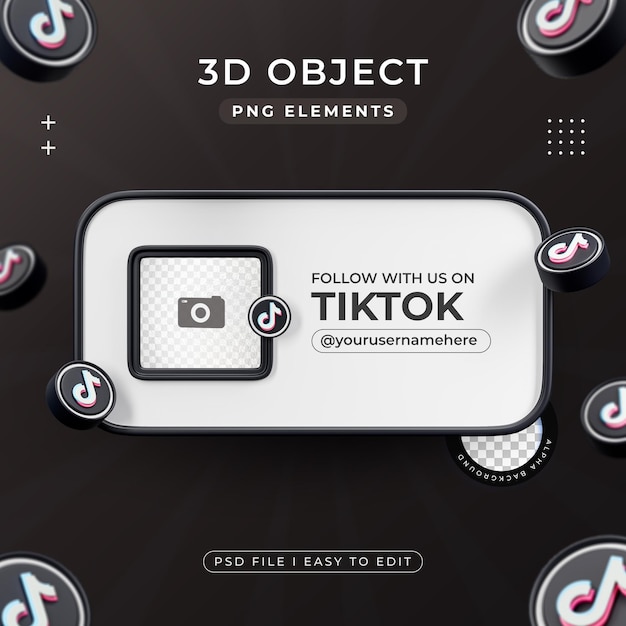 PSD tiktok ソーシャルメディア 3d レンダリング