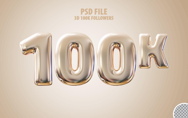 PSD follower 100k 3d golden luxury render