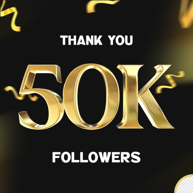 Follower 50k 3d golden luxury render