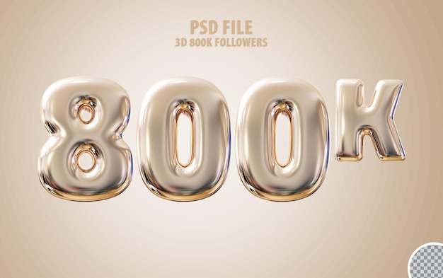 PSD follower 800k 3d golden luxury render