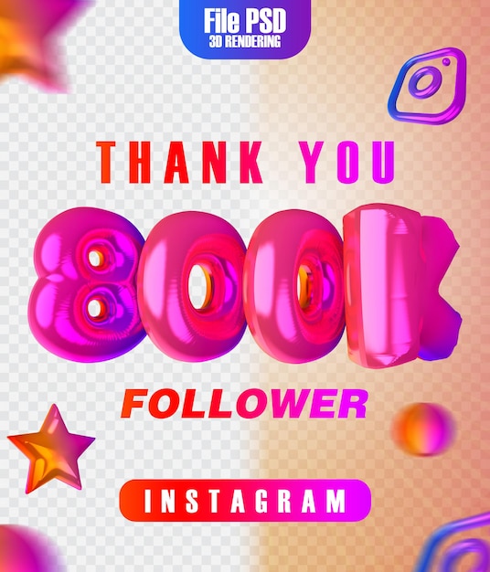 Instgram의 팔로워 800k 3d 렌더링