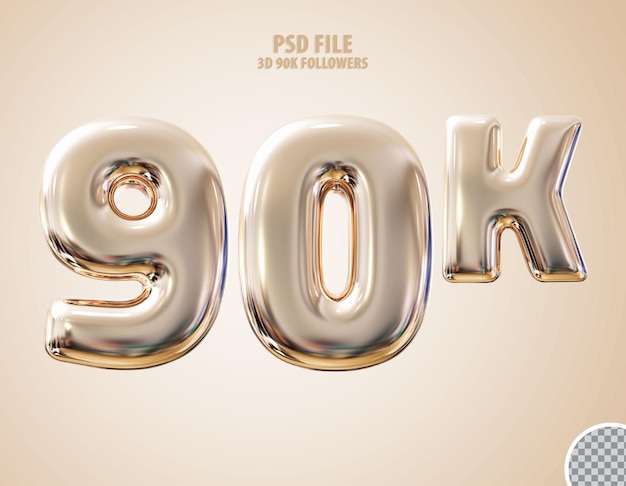 PSD follower 90k 3d golden luxury render