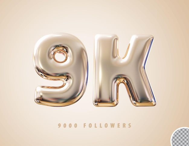 PSD follower 9k 3d golden luxury render