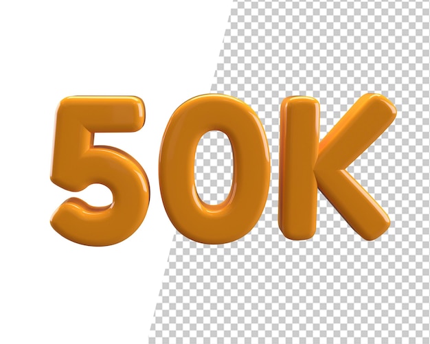 Seguaci 50k testo dorato 3d rendering