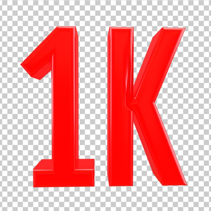 PSD followers one thousand subscribers on a transparent background