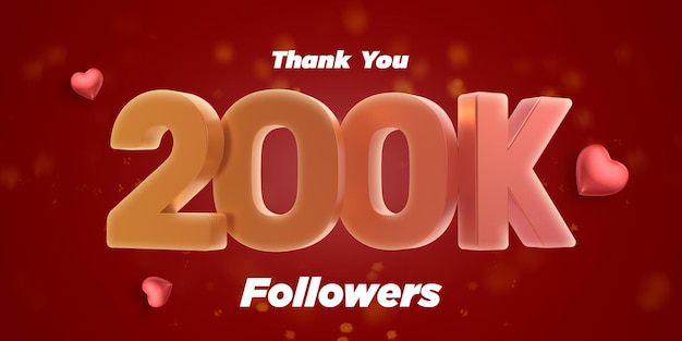 PSD follower grazie golden 200k numeri coriandoli e palloncini social network amici follower