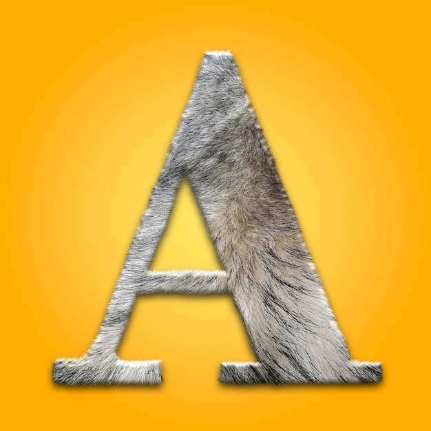 Font alphabet symbols in style of fur