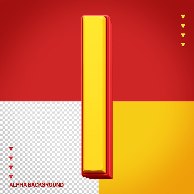 PSD font galeana alphabet 3d letter l yellow with red