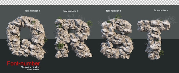 돌로 형성된 글꼴과 숫자