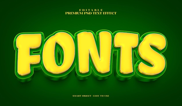 Fonts editable premium psd 3d text effect