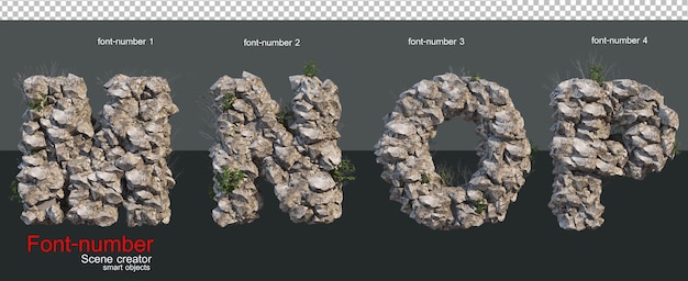 石で形成されたフォントと数字