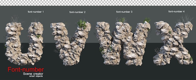 石で形成されたフォントと数字