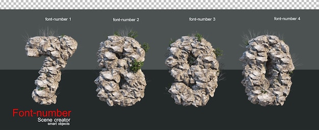 石で形成されたフォントと数字
