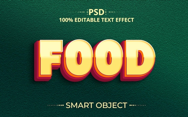 Food 3d best colorful psd text effect design