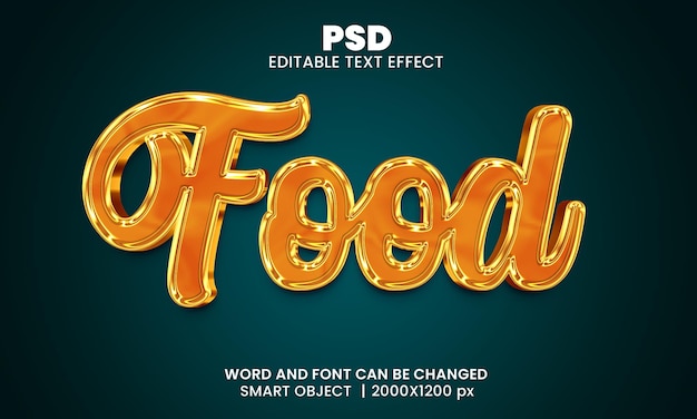 PSD food 3d editable text effect premium psd with background