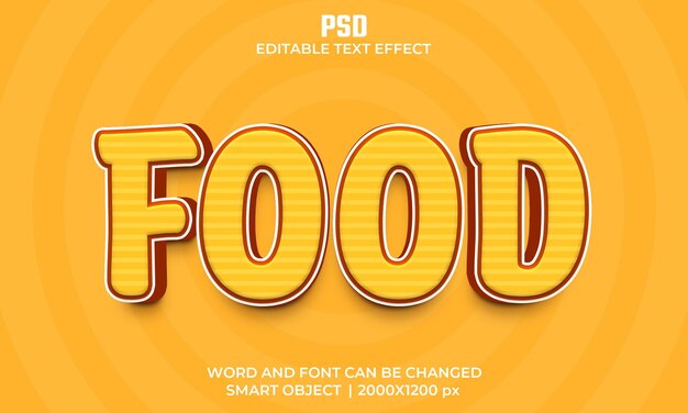 PSD food 3d editable text effect premium psd with background