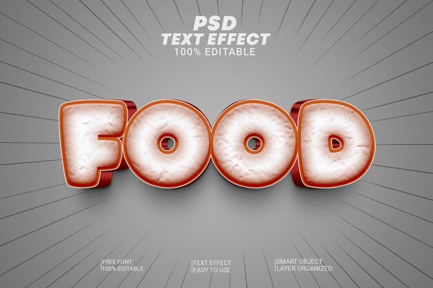 Food 3d text style psd editable file