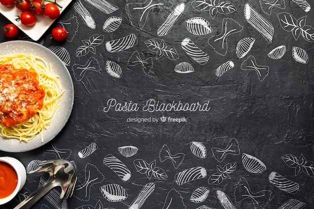 PSD food background pasta with tomatoes