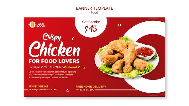 PSD food banner design template