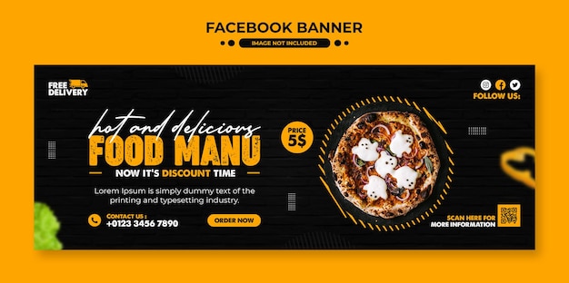 Food banner menu and restaurant social media web banner template design