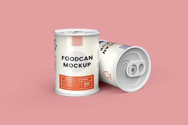 Food beverage tin can label product mockup