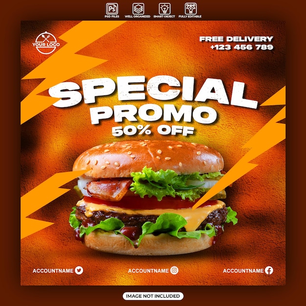 Food and beverages promo social media post design