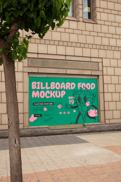 PSD food billboard mockup in the city