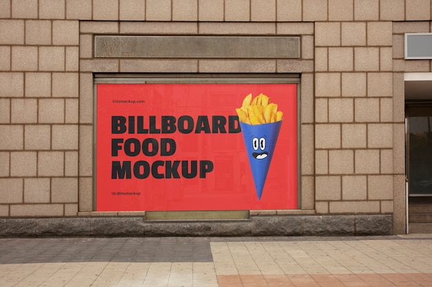 PSD food billboard mockup in the city